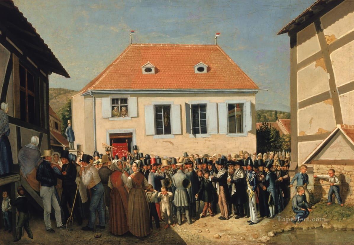 Dedication of a Synagogue in Alsace Georg Emanuel Opiz caricature Oil Paintings
